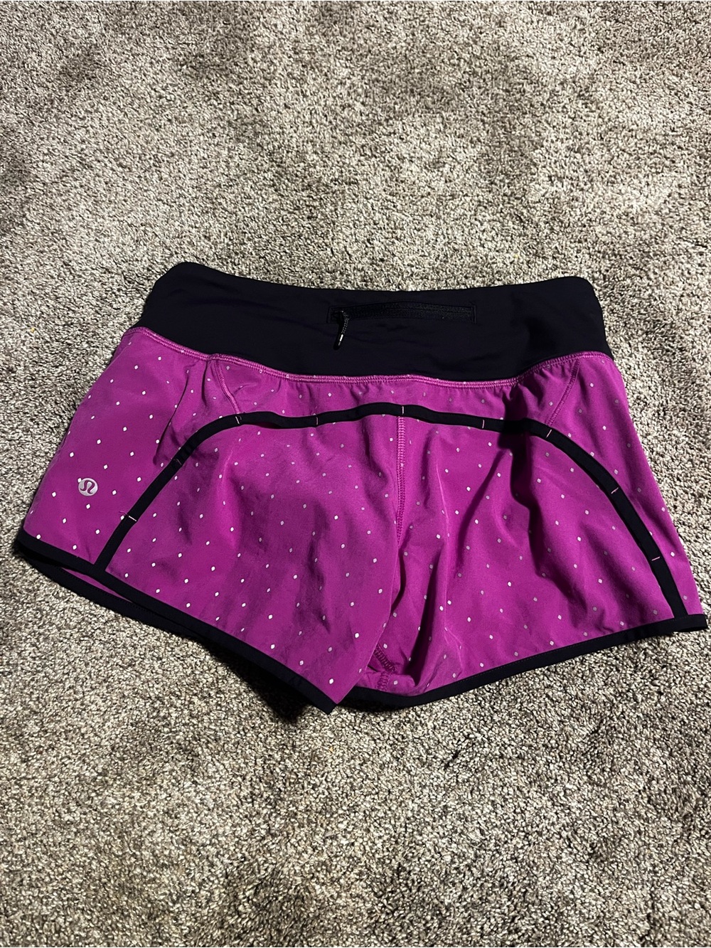 Lululemon Shorts Women 4 Speed Up Athletic Lining Running Zip Purple Dots